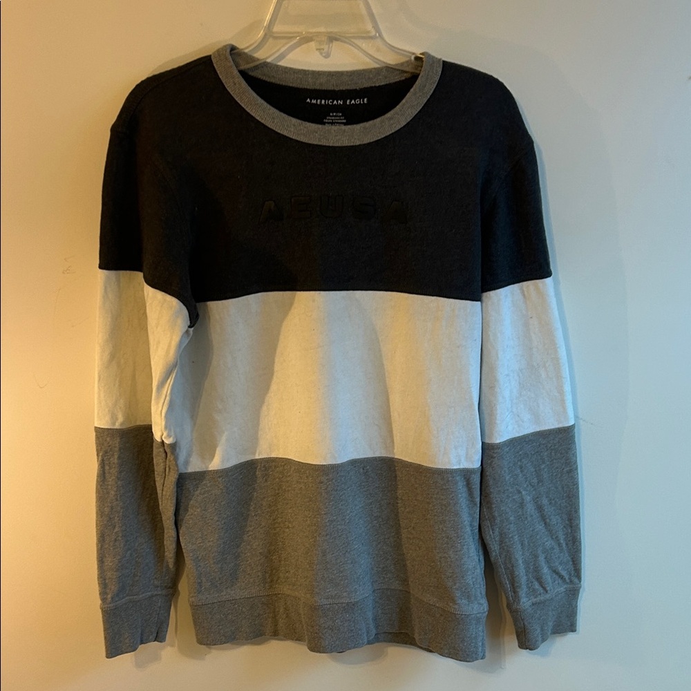 American Eagle Outfitters Men's Tri-Tone Crewneck Sweater